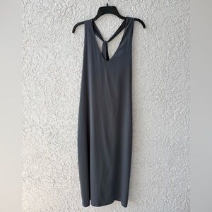 Mod Ref Dark Gray Midi Dress Criss Cross Back Sleeveless V-neck Size Small